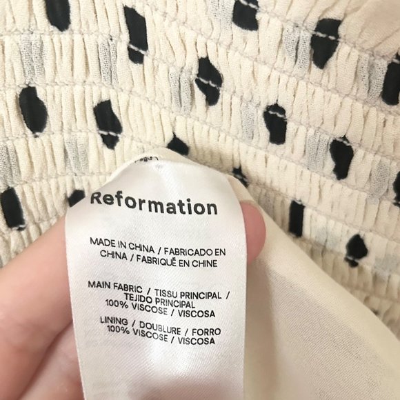 NWT Reformation Zaria Smocked Bodice Polka Dot Mini Dress in Portofino - Picture 8 of 10